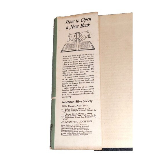 Holy Bible 1957 KJV American Bible Society Hardcover DJ Vintage-Christian - Picture 9 of 12